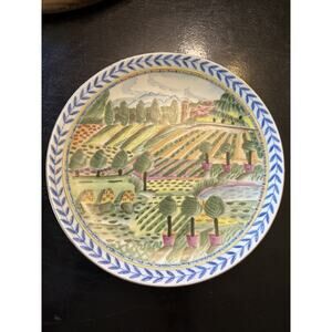 Farm Harvest Field Scene- Andrea by Sadek Embossed Display Plate- Unique